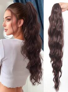 Claw Ponytail Extensions Hair Black Color 28 Inch Long Water Wave Hair Heat Resistant Fiber Synthetic Hairpiece For Women Girls Party Daily Use