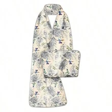 1pc Vintage Floral Print Adult Dining Scarf, Machine Washable, Waterproof And Oilproof Adult Bib, Unisex Clothing Protector, Fashionable Dinning Apron
