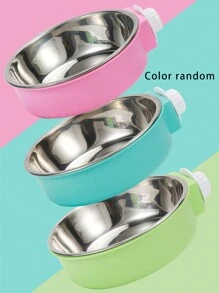 1pc Random Color Cat Bowl, Stainless Steel Pet Bowl, Hanging Cat Feeder, Anti-Spill Water Bowl For Cats, Rabbits, Dogs