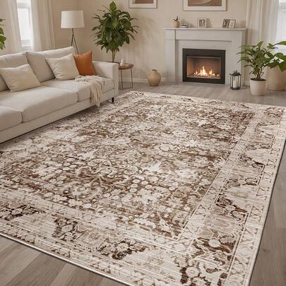 DAJIANG 1 件装大号可水洗地毯，复古波西米亚风格，适用于走廊、客厅，可折叠，柔软舒适，防滑，可水洗，适合客厅、厨房、卧室、书房、床边、家居装饰、度假房间、浴室、厨房装饰等场所。