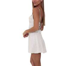 Women Sexy Glitter Mini Dress Sparkle Sequin Spaghetti Strap Backless Dress Low Cut Slim Fit Bodycon Dress Disco Party Clubwear