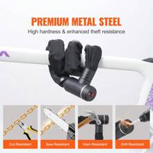 Bicycle Chain Lock, Combination Bicycle Chain Lock With Key, Heavy Duty Anti-Theft High Security Bicycle Lock, Perfect For Bicycles, Motorcycles, Scooters, Bikes, Doors, Fences Or Gates, 10mm, Black - 2.79 Ft Combination Bicycle Chain Lock with 2 Keys Black - 查看 2
