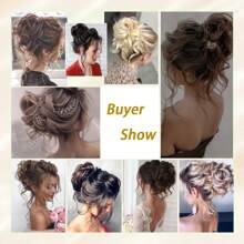 Extensión de cabello sintético rizado y elegante de 11 pulgadas en forma de rosquilla para mujer - Fácil de peinar para uso diario y fiestas