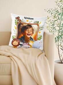 1 件可定制姓名、年龄、照片印花枕套，时尚创意独特可爱单面印花枕套，适合家人、朋友、生日的家庭卧室礼物 - 彩色 - 查看 2