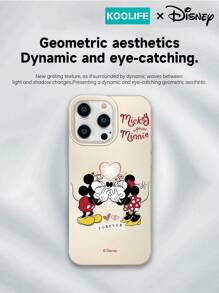 1 Custodia protettiva per telefono con licenza ufficiale Disney, a motivo della famiglia di Topolino - Amore Eterno, in texture di pelle, anti caduta, design slim, compatibile con Apple 16/16 Pro Max/16 Pro/16/15/15 Pro/15 Pro Max/15Plus/14/13/12/11