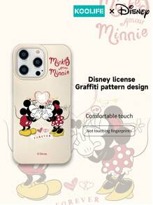 1 Custodia protettiva per telefono con licenza ufficiale Disney, a motivo della famiglia di Topolino - Amore Eterno, in texture di pelle, anti caduta, design slim, compatibile con Apple 16/16 Pro Max/16 Pro/16/15/15 Pro/15 Pro Max/15Plus/14/13/12/11