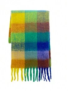 1pc Plus Size Plaid Scarf, Soft & Warm Winter Scarf For Women