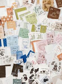 MOCARD 20 miếng/gói nhãn dán tem nổi cổ điển, nhãn dán thẩm mỹ sáng tạo để làm sổ lưu niệm, đồ trang trí tự làm, quà tặng ngày lễ, văn phòng phẩm cá nhân hóa, đồ dùng học tập, đồ dùng học tập, trở lại trường - Hồng - Xem 3