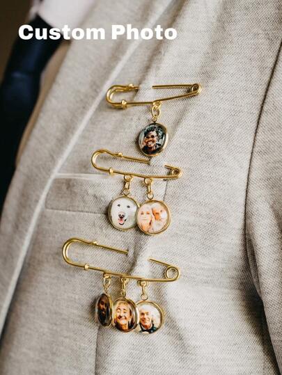 1 pièce Cadeau personnalisé pour le marié de la mariée le jour du mariage, épinglette boutonnière photo personnalisée, épinglette boutonnière photo commémorative du marié en or. Épinglette boutonnière photo commémorative personnalisée, Y2K, Kawaii, Adorable, Mignon, Coloré, Mignons, Élégant, Personnalisé, Unique, Personnalisé, Cadeaux idéaux pour elle, Petite amie, Amis, Famille, Elle, Romance délicate, Grâce hivernale, Glamour du Nouvel An