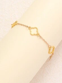 1 件时尚简约镂空花朵手链 - 金色 - 查看 2