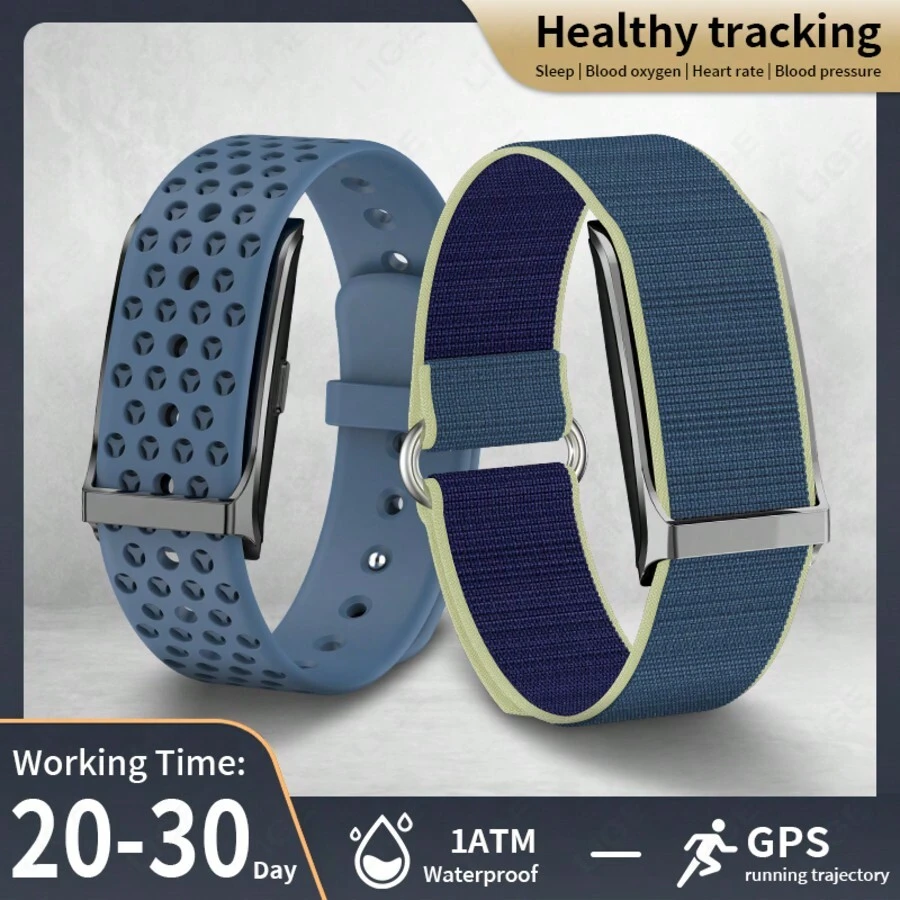 LIGE Fashionable New Smart Bracelet, Screen-Less Design, Waterproof, Multiple Exercise Modes, Exercise Tracking Records, Sleep Monitoring - Blue - View 1