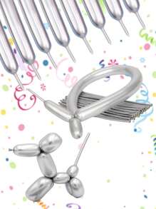 20pcs Metal Long Tube Magic Latex Balloons, DIY Animal Bouquet Creative Shape Latex Balloons For Wedding Birthday Party Decoration - 彩色 - 查看 11