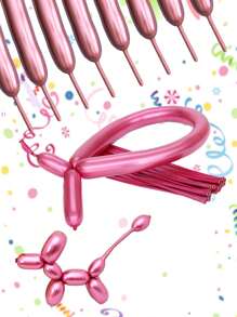 20pcs Metal Long Tube Magic Latex Balloons, DIY Animal Bouquet Creative Shape Latex Balloons For Wedding Birthday Party Decoration - 彩色 - 查看 5
