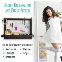 OUTSHINE Wall Hanging Jewelry Organizer | Rustic Jewelry Organizer Hanging On Wall | Western Jewelry Wall Mount Organizer | Wall Mounted Jewelry Organizer | Wall Mounted Jewelry Hanger