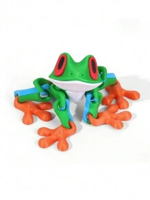 1pc 3D Printed Magnetic Frog Decorative Statue, Movable Joints, Desktop Or Refrigerator Decor - Multicolor - View 1