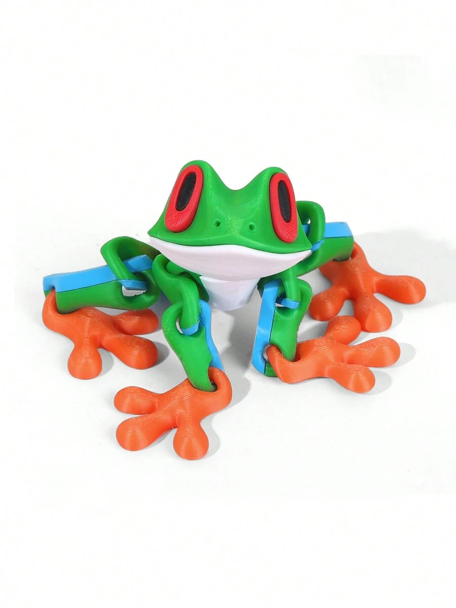 1pc 3D Printed Magnetic Frog Decorative Statue, Movable Joints, Desktop Or Refrigerator Decor - Multicolor - View 1