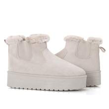 Nexsus Plus Ladies Women Faux Suede And Fur Lined Warm And Cosy Ankle Boots Platform Chunky Sole Winter Shoes Size UK 3-9 - Mocha - View 6