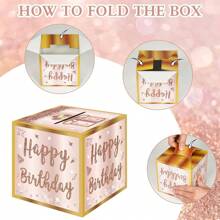 1 套生日主题现金盒，配有“生日快乐”卡片和 35 个透明袋子，生日庆祝、感恩节的惊喜现金盒，带有卷钞的现金礼品盒，向家人和朋友表达您的爱与关怀 - 珊瑚粉 - 查看 7