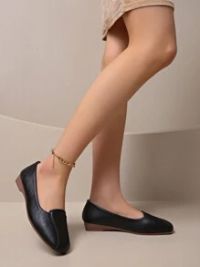 Damskie mokasyny casualowe, wsuwane, modne, wygodne, płaskie buty z kwadratowym noskiem na wiosnę i jesień