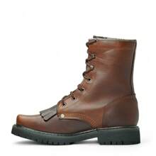 Botas Altas Con Agujetas Estilo Western Para Hombre, En Piel De Res, Plantilla De Vaqueta, Goodyear Welt, Suela Hule, Arriero Boots - Café - Ver 9