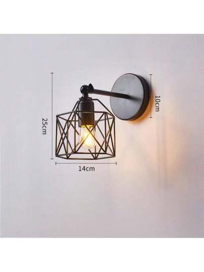 1pc Adjustable Zwart Industrial Retro Iron Sconce Bedroom, Kitchen Hallway (Light Bulb Not Included) view 11