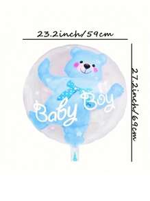 New 24 Inch Transparent Teddy Bear Ball With Aluminum Film Balloon, BABY Teddy Bear Set, Birthday Party Decoration