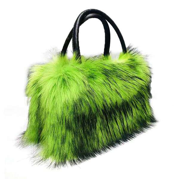 Luxe handtas van imitatiebont voor dames, zachte en donzige Y2K-stijl tas en portemonnee