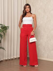 Women Pants - Red - View 1