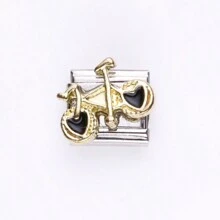1件銀色與金色調義式吊墜，3D水鑽心形皇冠蝴蝶結美人魚海龜愛心吊飾，奢華浪漫DIY珠寶配件 - 義大利模組 - 查看 8