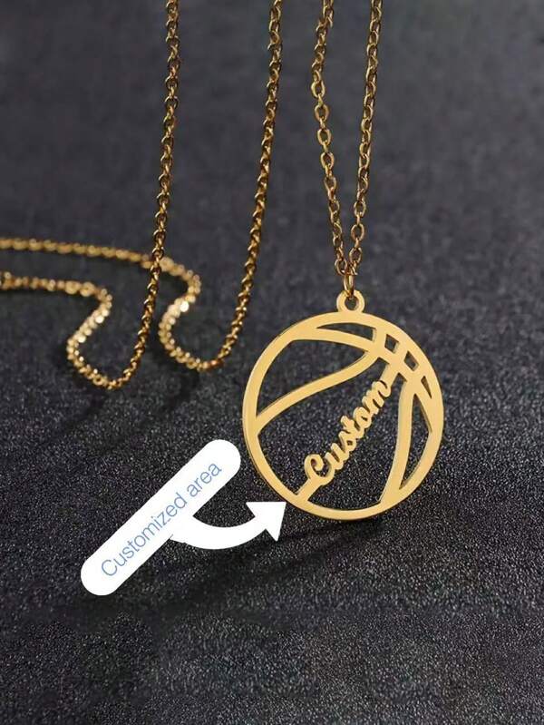 1 pezzo Ciondolo collana in acciaio inossidabile personalizzato a forma di pallone da basket, stile hip hop, perfetto per appassionati di sport e come regalo, per compleanni e festività
