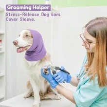 Paraorecchie per toelettatura di cani, che riducono il rumore, ad alta elasticità, morbidi, caldi, per alleviare lo stress, accessorio per cani che copre orecchie e testa, resistente al vento, con cancellazione del rumore, fascia calda per cani