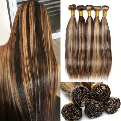 Highlight P4/27 Straight Human Hair Bundles Piano Color Raw Remy Hair Extension