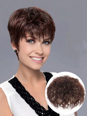 Short Curly Wavy Hair Toppers Patch Clip In Hair Pieces For Women Invisible Natural Looking Hair Toppers For Women Increase Hair