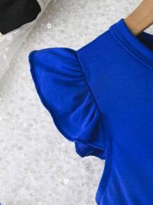 Sukienka dziewczęca z krótkim rękawem i okrągłym dekoltem, z kokardą i nadrukiem w stylu patchworkowym, modna na zewnątrz, na lato