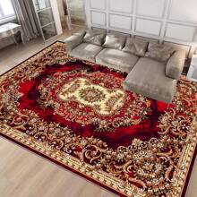 [Crystal Velvet 700g/㎡, Printed Bottom, 5mm Thick] A High-End, Elegant Deep Red Floral Pattern Carpet In European Style. Anti-Slip, Absorbent, Soft And Easy To Clean Carpet, Suitable For Indoor, Entrance, Living Room, Bedroom, Sofa, Kitchen. Applicable For Daily Use, Holidays, And Parties. Home Bathroom Decor Bath Rug Outdoor Rug Door Mat Fall Decor Bathroom Accessories Back To School