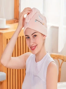 1 Pezzo Asciugamano per capelli in microfibra ad asciugatura rapida - in morbido pile corallo, cuffia da doccia assorbente, turbante per l'asciugatura dei capelli ultra assorbente, ricamato, senza formaldeide, accessori da bagno