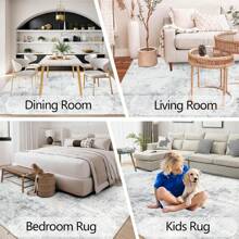 Large Area Rugs For Living Room 120x170cm/160x230/200x290cm,Abstract Carpet Mat For Bedroom,Low Pile Area Rugs With Non Slip Backing,Abstract Floor Carpet For Dining Room Nursery - Grey - View 6