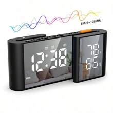 1 件装 全新创意 S 形双屏 LED 显示温度计湿度计收音机闹钟台钟