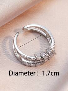 1pc Multi-Layer Rotating Flexible Fidget Ring, Adjustable Open Design With Rhinestones, Casual & Versatile Creative Jewelry Suitable For Daily Wear - Silver - View 7