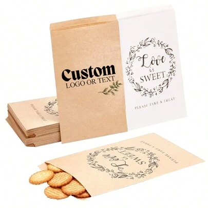20-50 Stück 13x18cm personalisierte Kraftpapier/weiße Kekstüten für Hochzeitsgeschenke mit Ihrem Design, Kraftpapiertüten als Partybevorzugungen, Hochzeitsgabenverpackung für Brot, Snacks, Kekse, Popcorn, Süßigkeiten, Sandwiches, Geschenke, angepasste Geschenktüten für Hochzeit/Geburtstag/Party/Kekse/Kaffee, Donut Tüten, Dankeschön Kekstüten, Brautparty Bevorzugungen, Hochzeit Süßigkeitentüten, Hochzeit Bäckerei Tüten, Leckerchentüten
