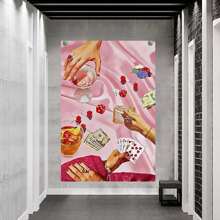 Vintage Pink Poker Playing Cards Posters For Room Decor Aesthetic Retro Funny Casino Gambling Dice Chips Canvas Wall Art Cool Funky Cocktail Alcohol Drinks Prints