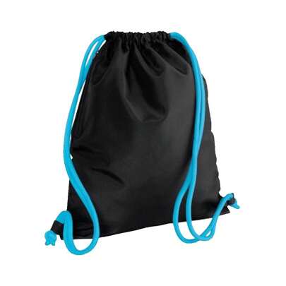 Babybugz Icon Drawstring Bag/Gymsac (Black/Surf Blue) - 100% Polyester