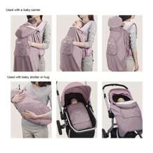 Bebear Breathable Sun Cover For Baby Carrier And Pram Universal Hoodie Baby Carrier Cover Universal Baby Mosquito Net & Buggy Sun Shade, Animal - Dusty Purple - View 5
