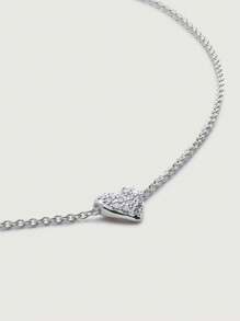 Valentionstag Schmuck elegant und schick 925er Silber Zirkonia Pavé Kette mit kleinem Herzanhänger für Frauen