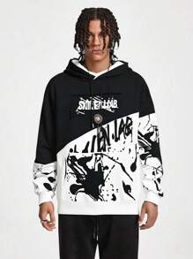 Sudaderas con capucha para hombre, sudaderas holgadas de manga larga con cuello redondo, sudaderas con capucha estampadas - Negro - Ver 2