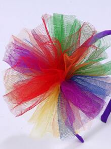 1 pieza Diadema con flor de malla colorida para niñas, diadema para fiesta adecuada para adolescentes, se puede usar como accesorio de baile