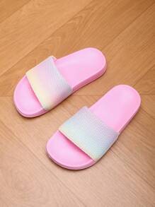 儿童泡沫拖鞋，轻便防滑软底可爱中码儿童家居休闲系带简约女童粉色/紫色沙滩凉鞋 - 紫色 - 查看 3