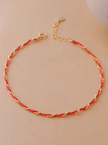 BALMORA 1 Pc Elegant S925 Sterling Silver Red Hand Rope Woven Bracelet Bracelet For Women Gift For Girl/Women/Girlfriend/Mother - Gold - View 3