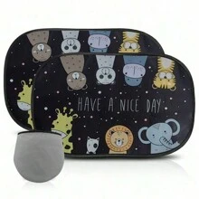 Portable bathtub 2 件汽车侧窗遮阳帘，提供全遮光和半遮光，可爱图案汽车窗帘，用于隔热、万圣节、感恩节和圣诞节礼物 - 彩色 - 查看 6