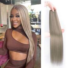 Synthetic Fiber Hair White Highlighted Sew In Hair Extensions High-Quality Japanese Silk Hair Weft 26 Inch 150g Sew In Weft Hair Extensions Weaving Hair For Women Girls Daily,Fashion Party ,Y2k ,Music Festival Various Occasions All Seasons - Multicolor - View 11